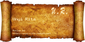 Unyi Rita névjegykártya